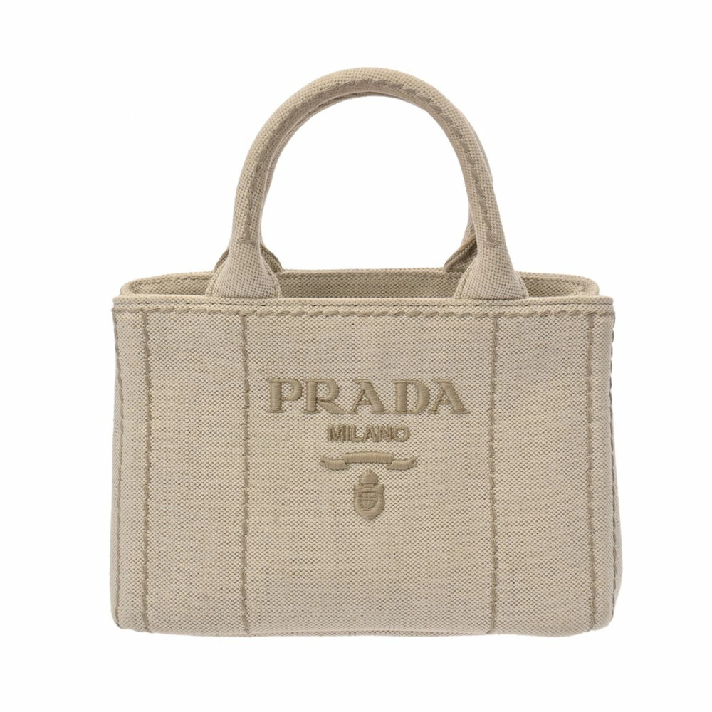 PRADA Canapa 2way Tote Bag White Canvas Handbag